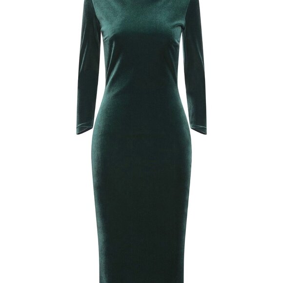 NWT Chiara Boni La Petite Robe Tuby Velvet Dress 8 US/44IT Forest Green - Picture 2 of 6